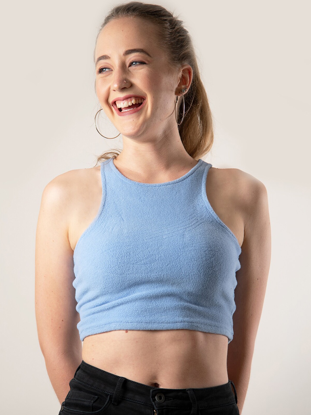 

ODETTE Fleece Sleeveless Tank Top, Blue
