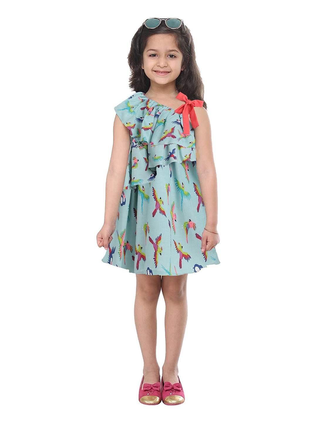 

Kids On Board Girls Floral Pure Cotton Dress, Blue