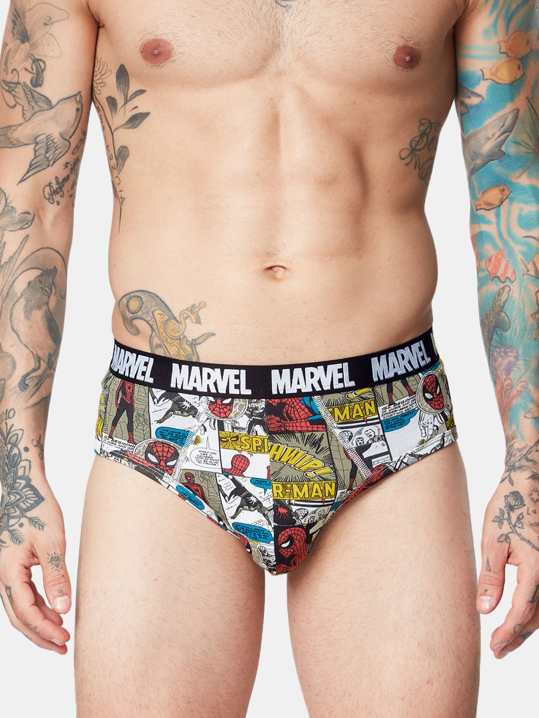 

The Souled Store Men Spider-Man Comic Printed Basic Briefs, Grey