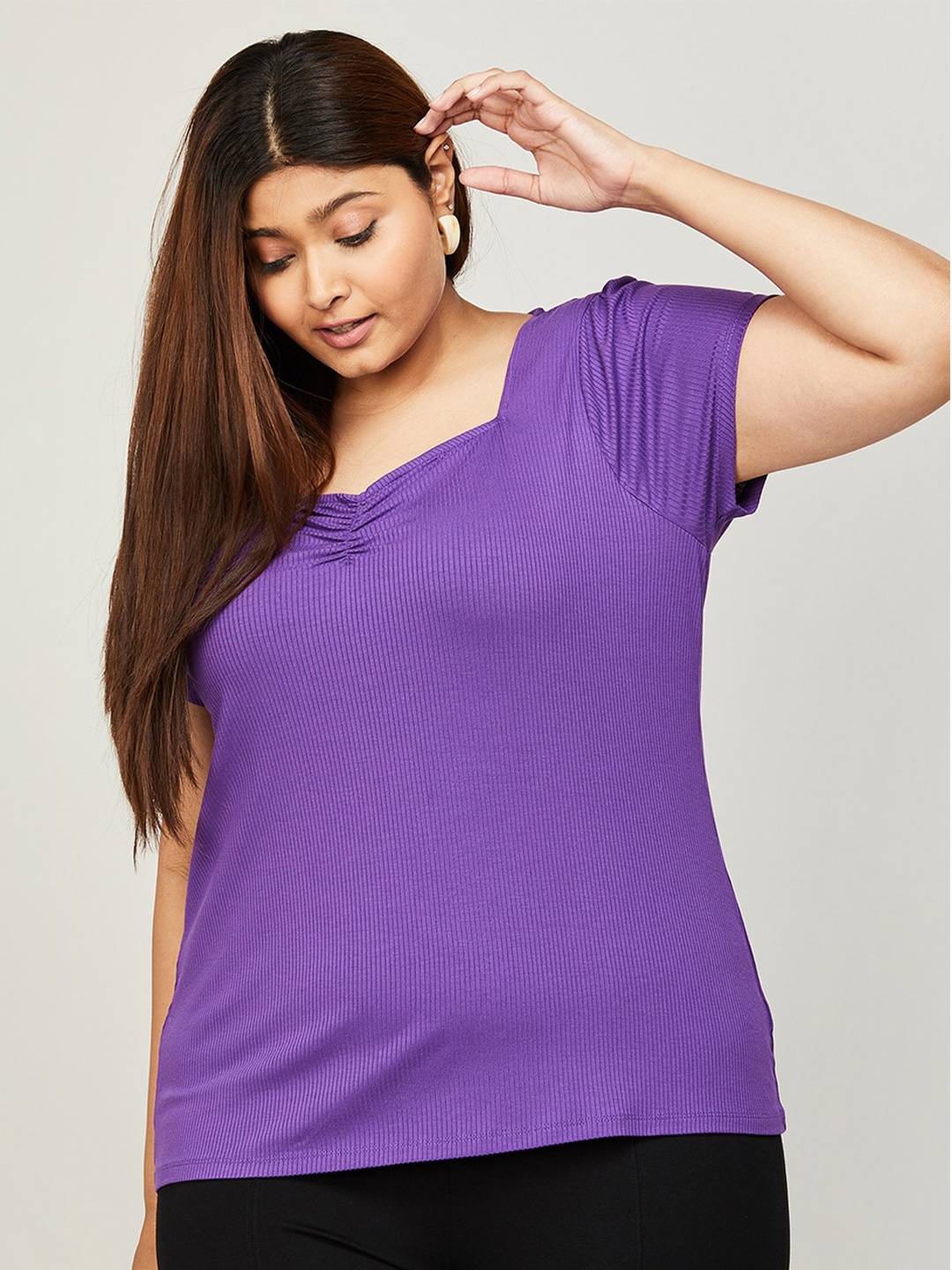 

Nexus by Lifestyle Plus Size Sweetheart Neck Top, Purple