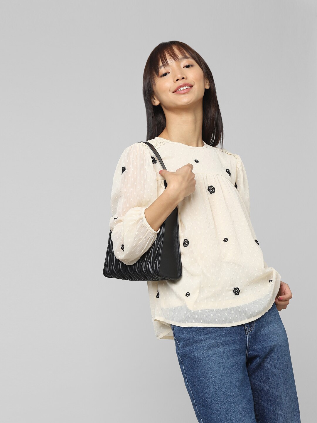 

ONLY Self Design Regular Top, Beige