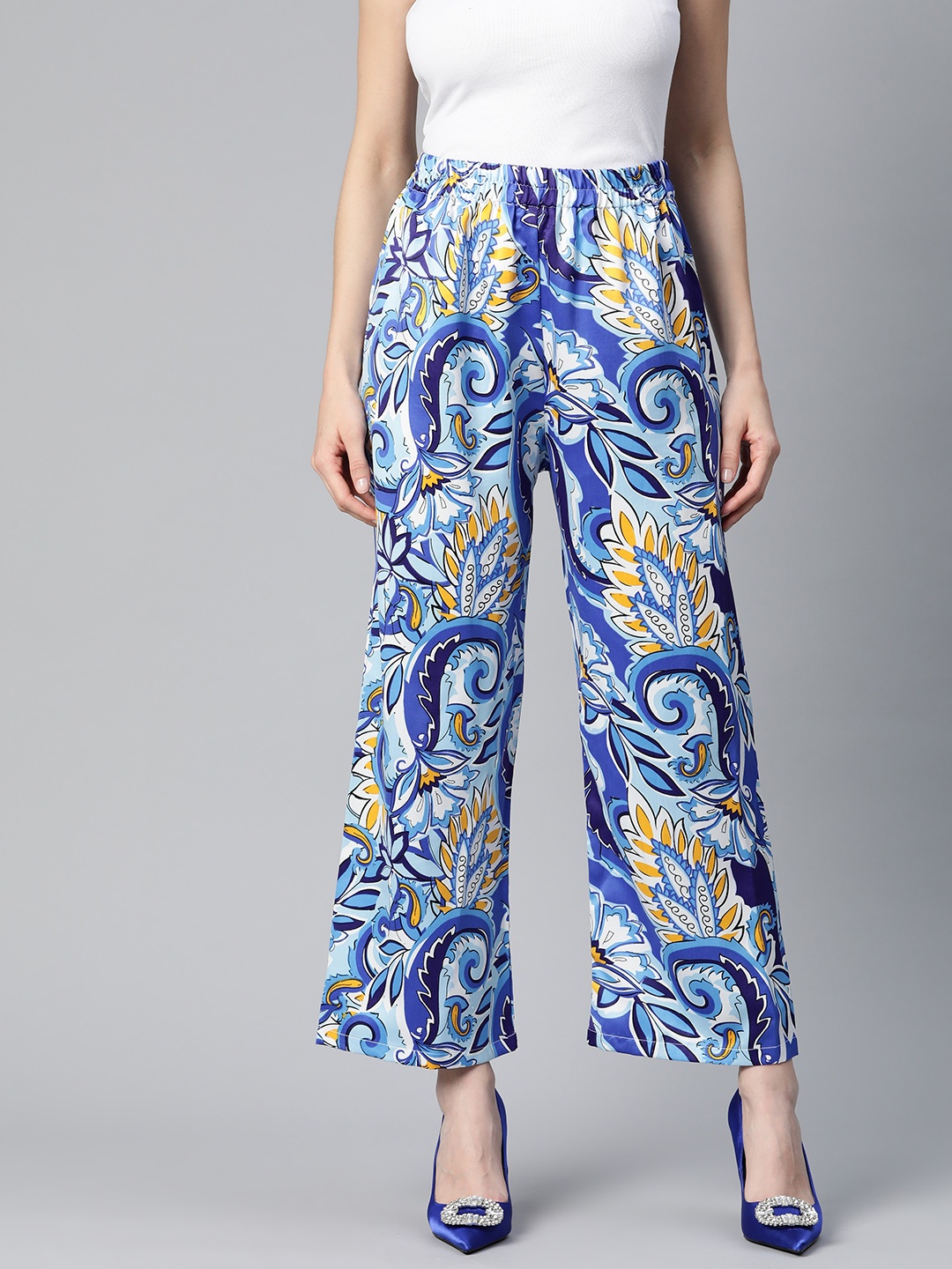 

plusS Floral Printed Palazzos, Blue