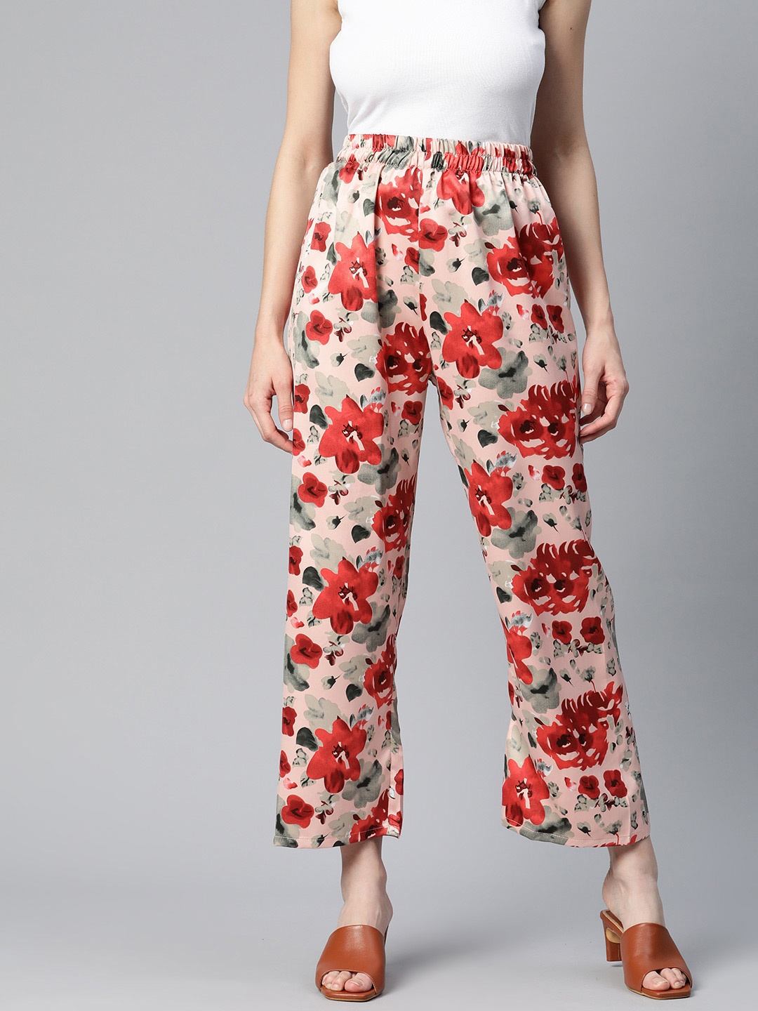 

plusS Floral Printed Palazzos, Pink