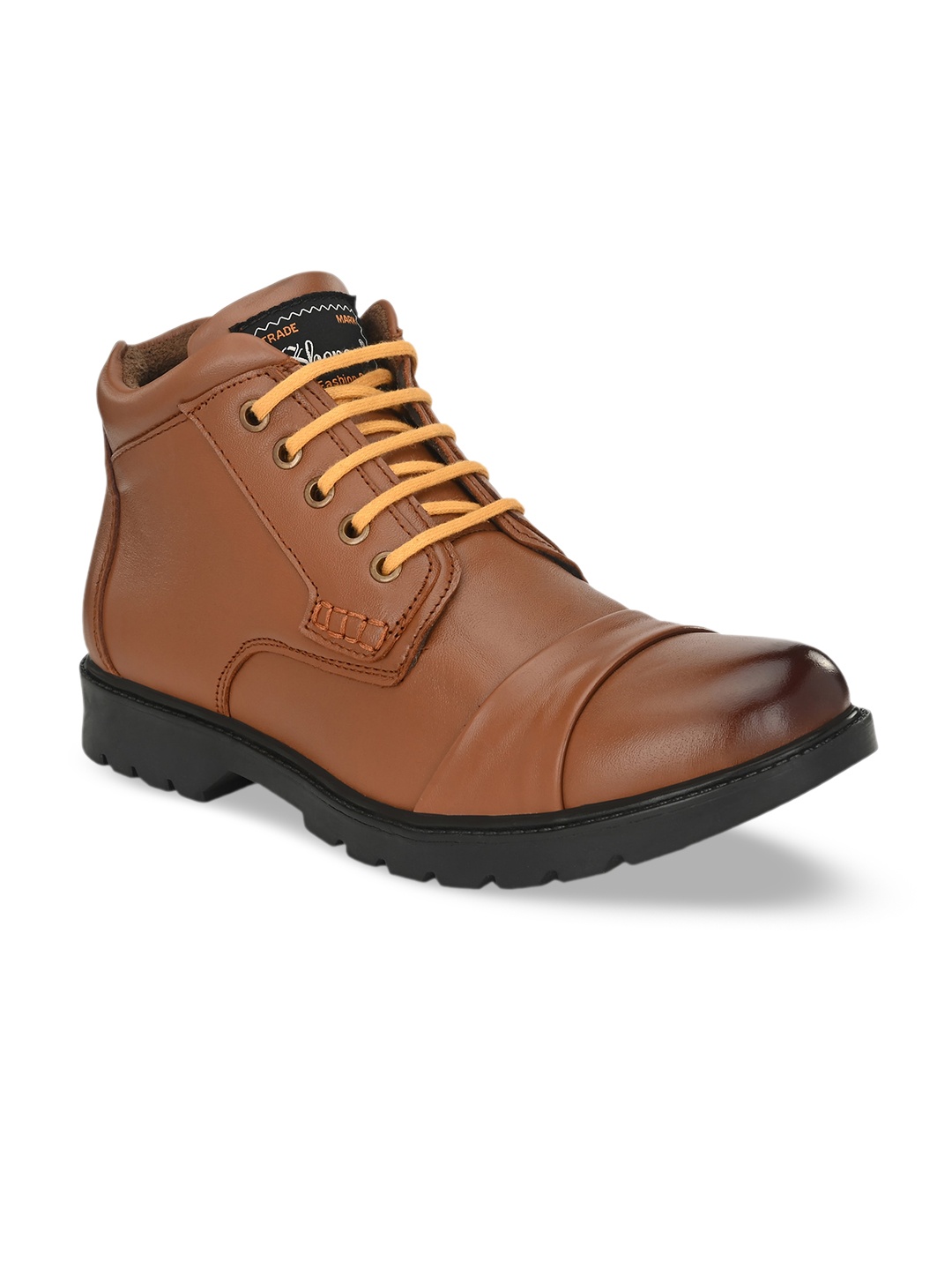 

SHENCES Men Mid-Top Leather Regular Boots, Tan