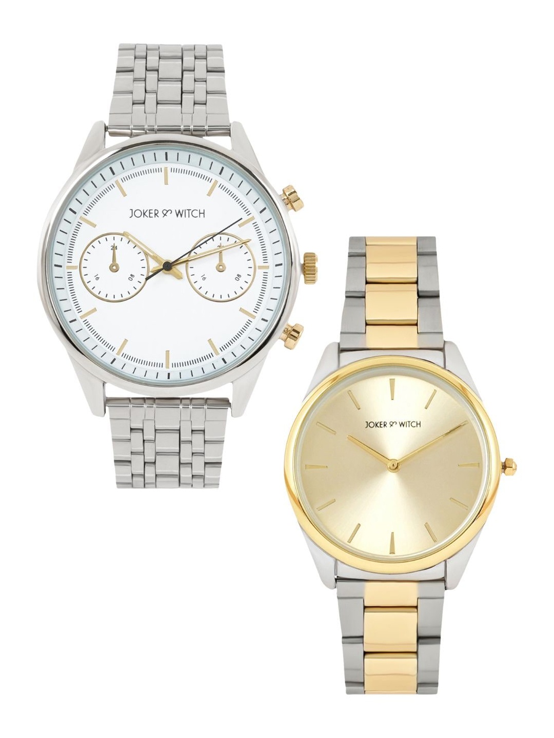 

JOKER & WITCH Harry & Megan Analogue Couple Watch Gift Set JWCW246, Silver