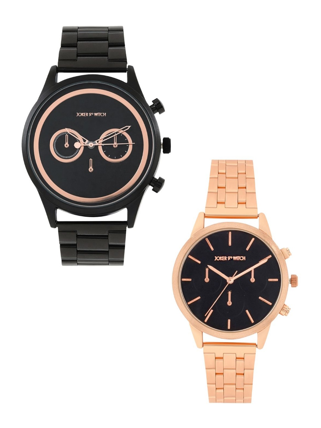 

JOKER & WITCH Set Of 2 Pete & Ariana Analogue Couple Watch Gift Set JWCW225, Black