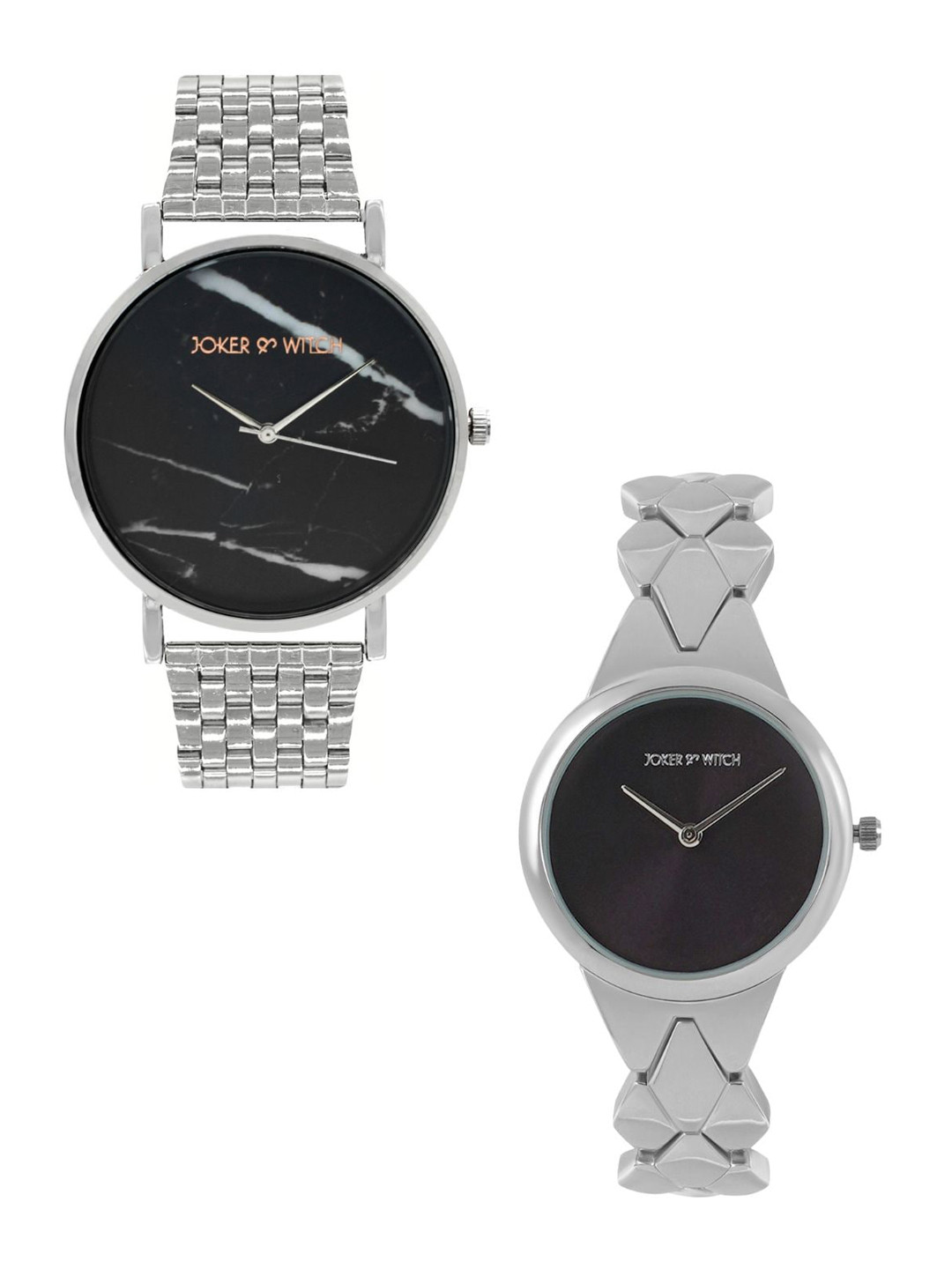 

JOKER & WITCH Set Of 2 Bean & Luci Analogue Couple Watch Gift Set JWCW332, Silver