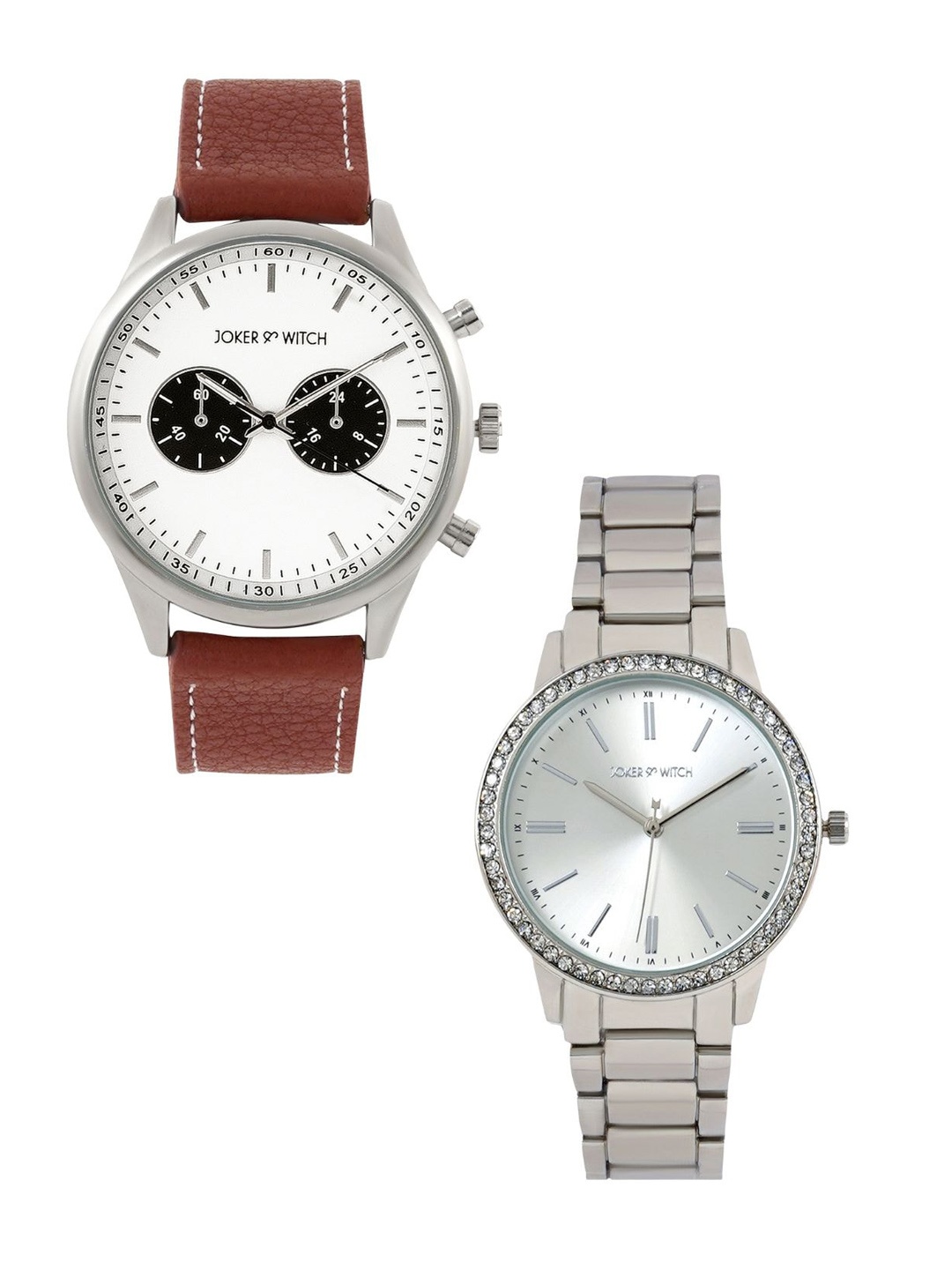 

JOKER & WITCH Travis & Kourtney Analogue Couple Watch Gift Set JWCW234, Brown