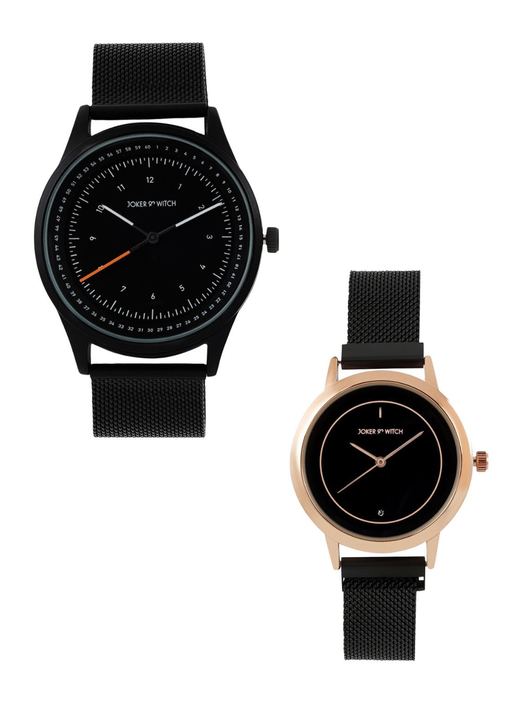 

JOKER & WITCH Set Of 2 Jess & Nick Analogue Couple Watch Gift Set JWCW350, Black