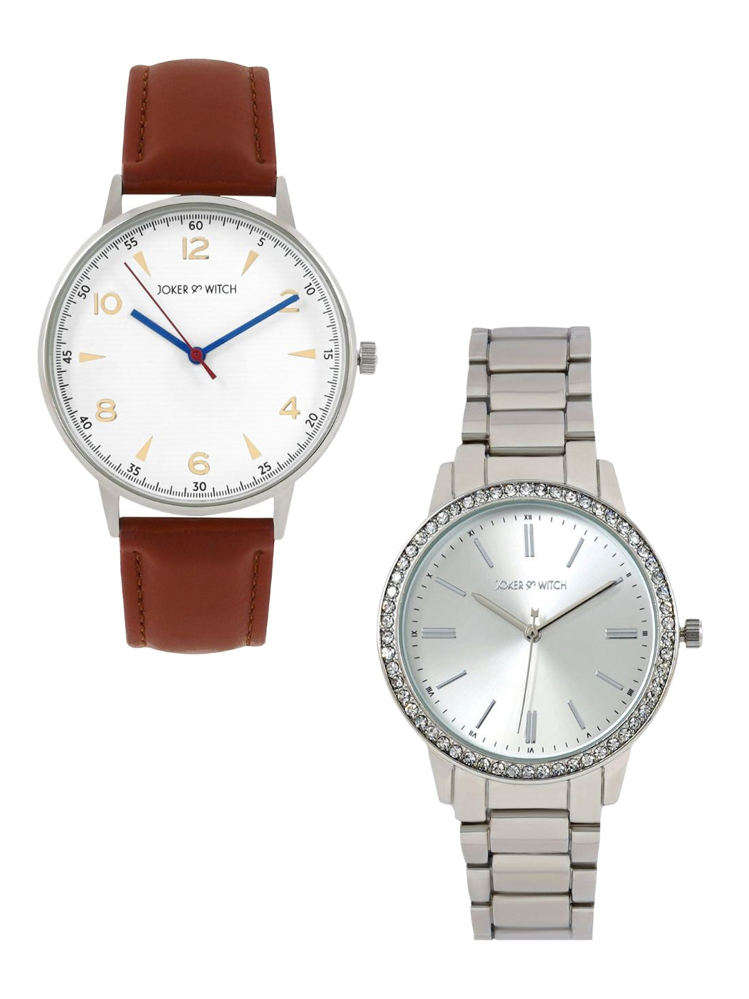 

JOKER & WITCH True Love Analogue Couple Watch Gift Set JWCW357, Brown