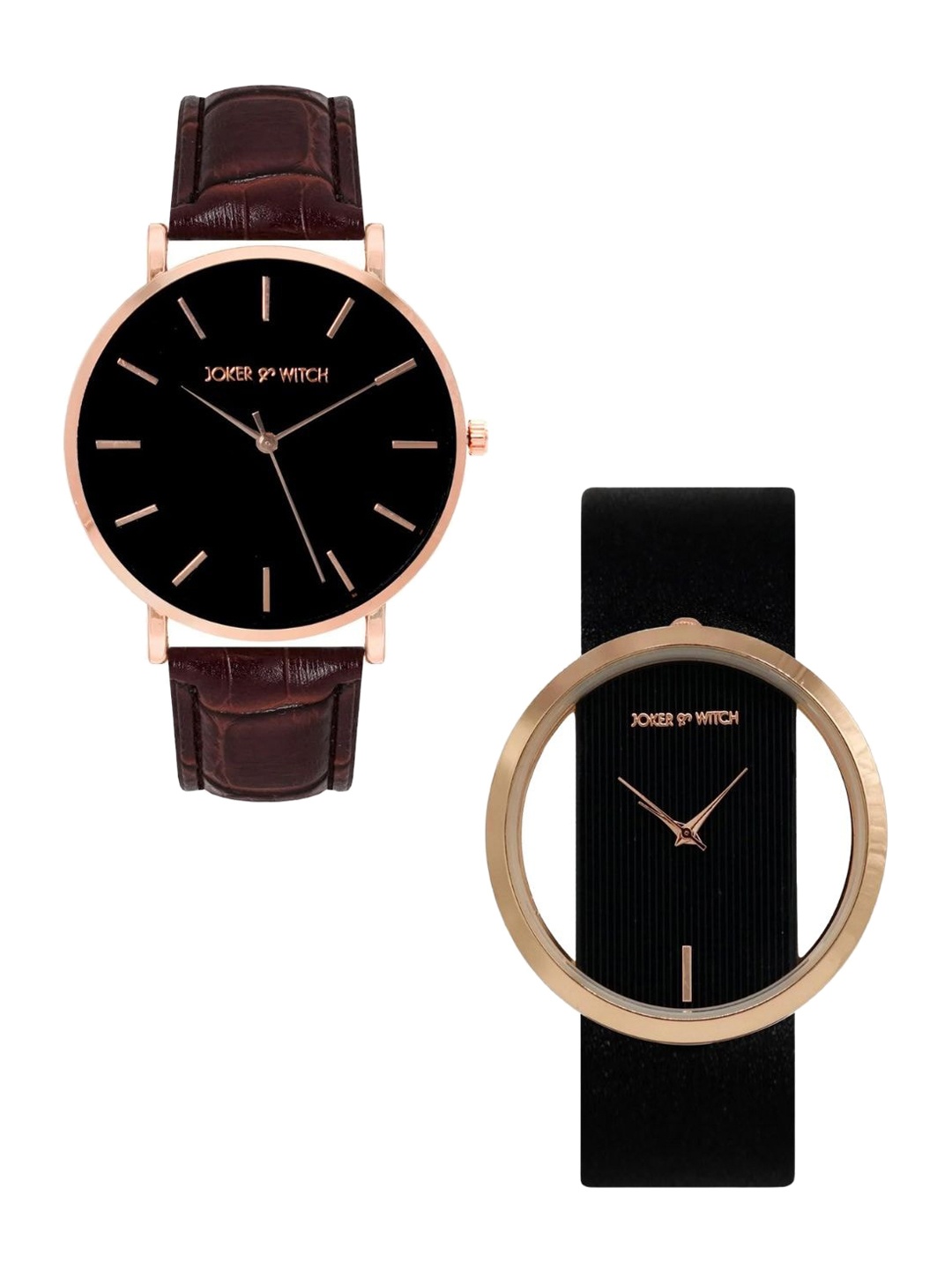 

JOKER & WITCH Baeconut Stainless Steel Couple Watch Gift Set- JWCW384, Brown