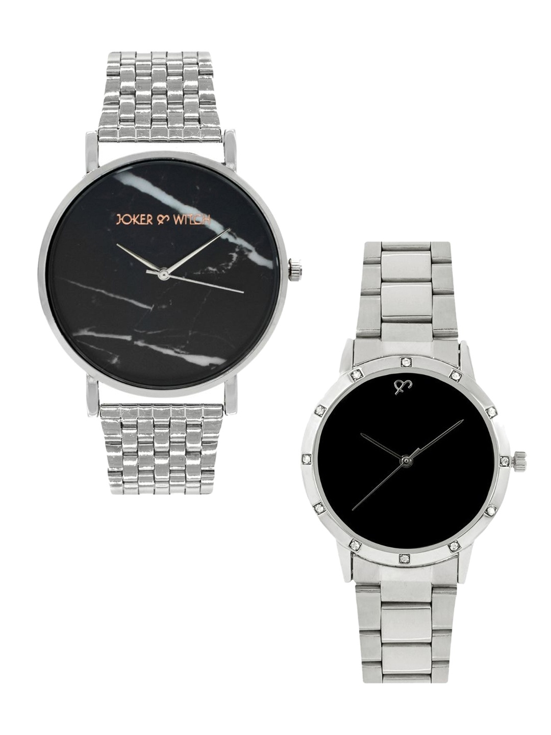 

JOKER & WITCH Cookies & Cream Analogue Couple Watch Gift Set JWCW333, Black