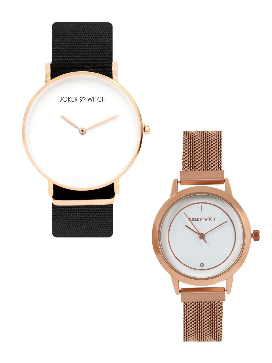

JOKER & WITCH Pigly & Boo Analogue Couple Watch Gift Set JWCW354, Black