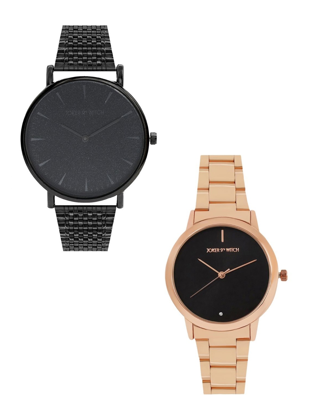

JOKER & WITCH Waffle & Cookie Couple Watch Gift Set JWCW281, Black