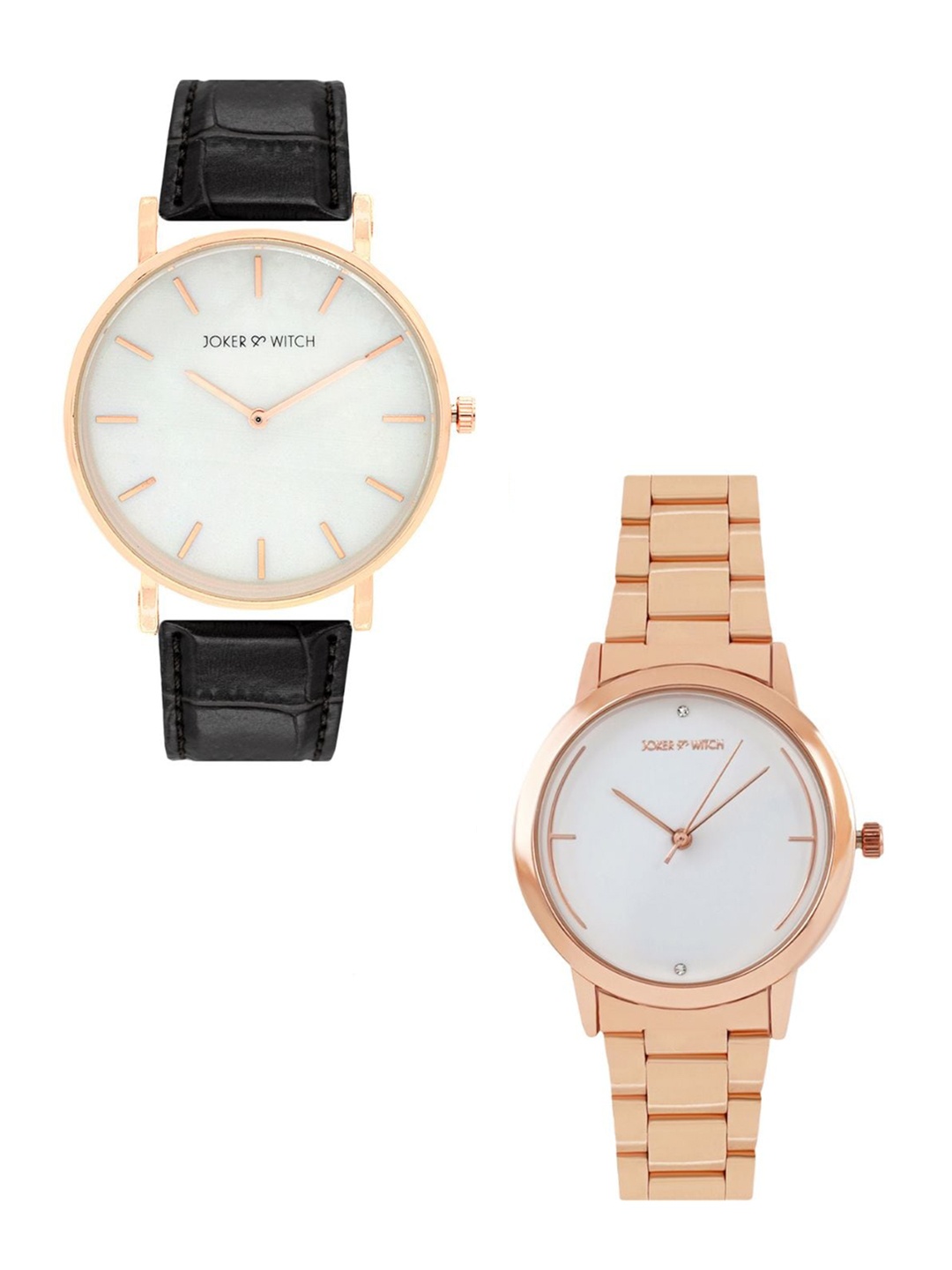 

JOKER & WITCH Salt & Pepper Analogue Couple Watch Gift Set JWCW268, Black