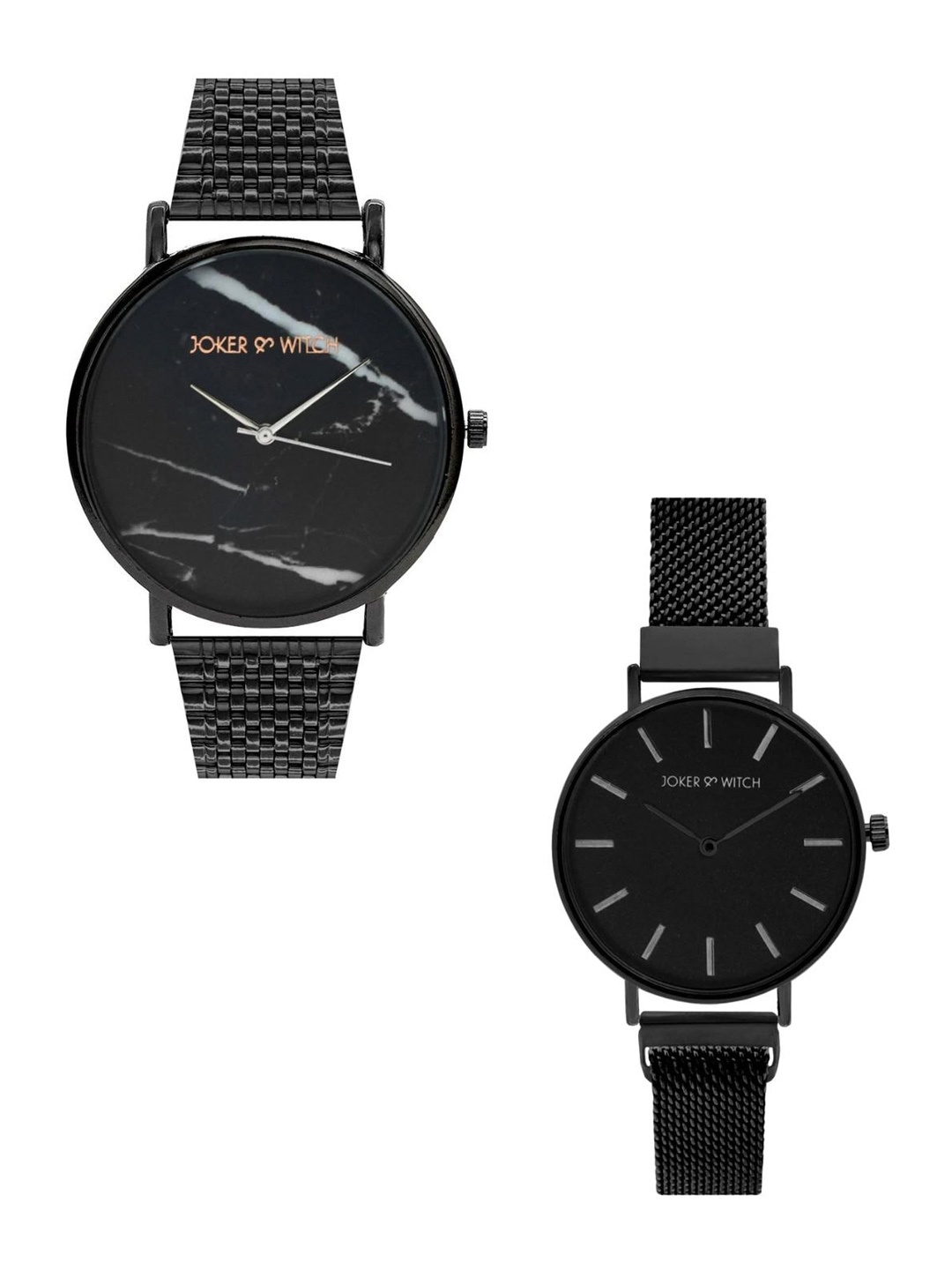 

JOKER & WITCH Set Of 2 Angel Eyes Stainless Steel Couple Watch Gift Set JWCW385, Black