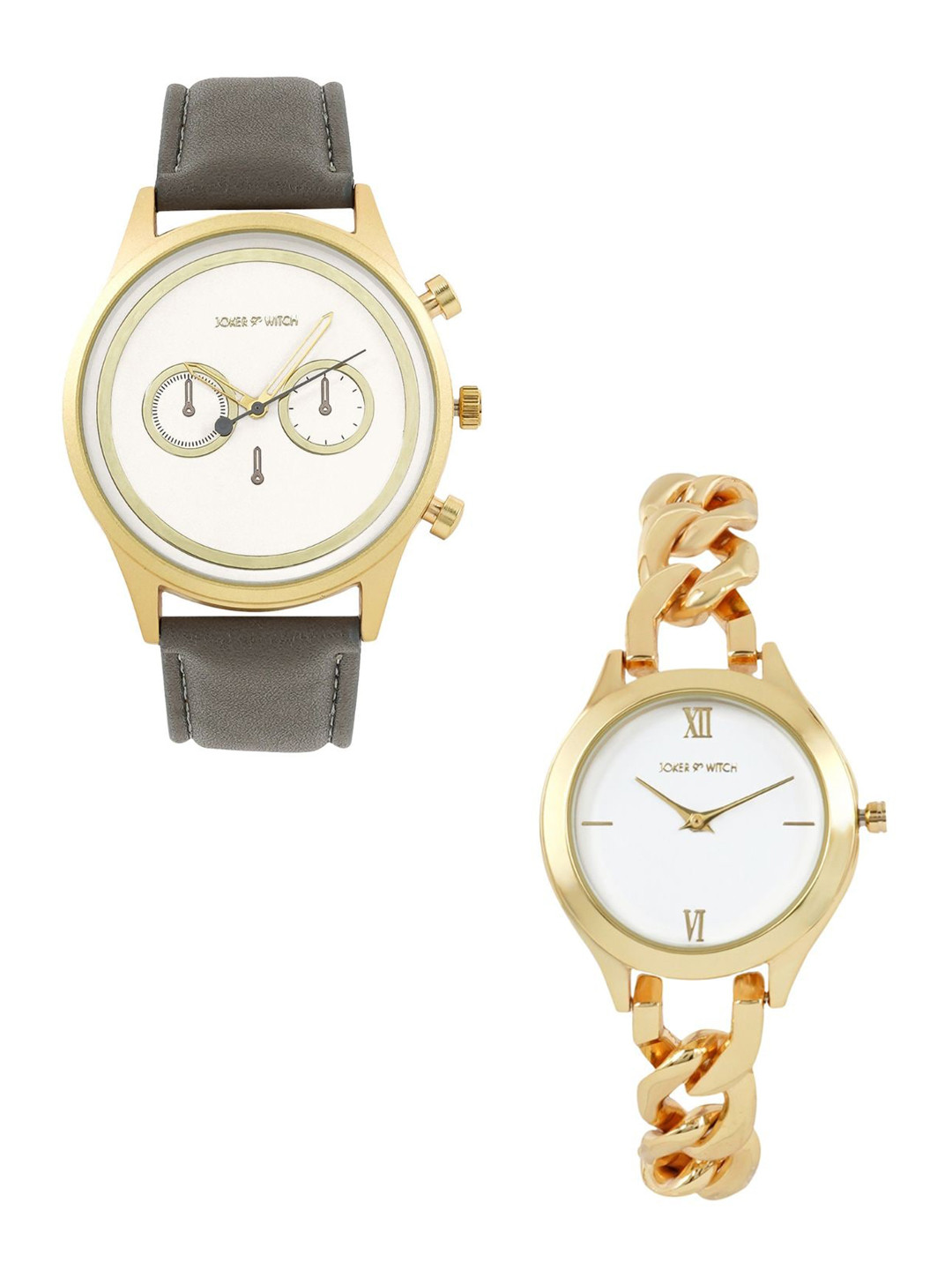 

JOKER & WITCH Leonardo & Gigi Analogue Couple Watch Gift Set JWCW231, White