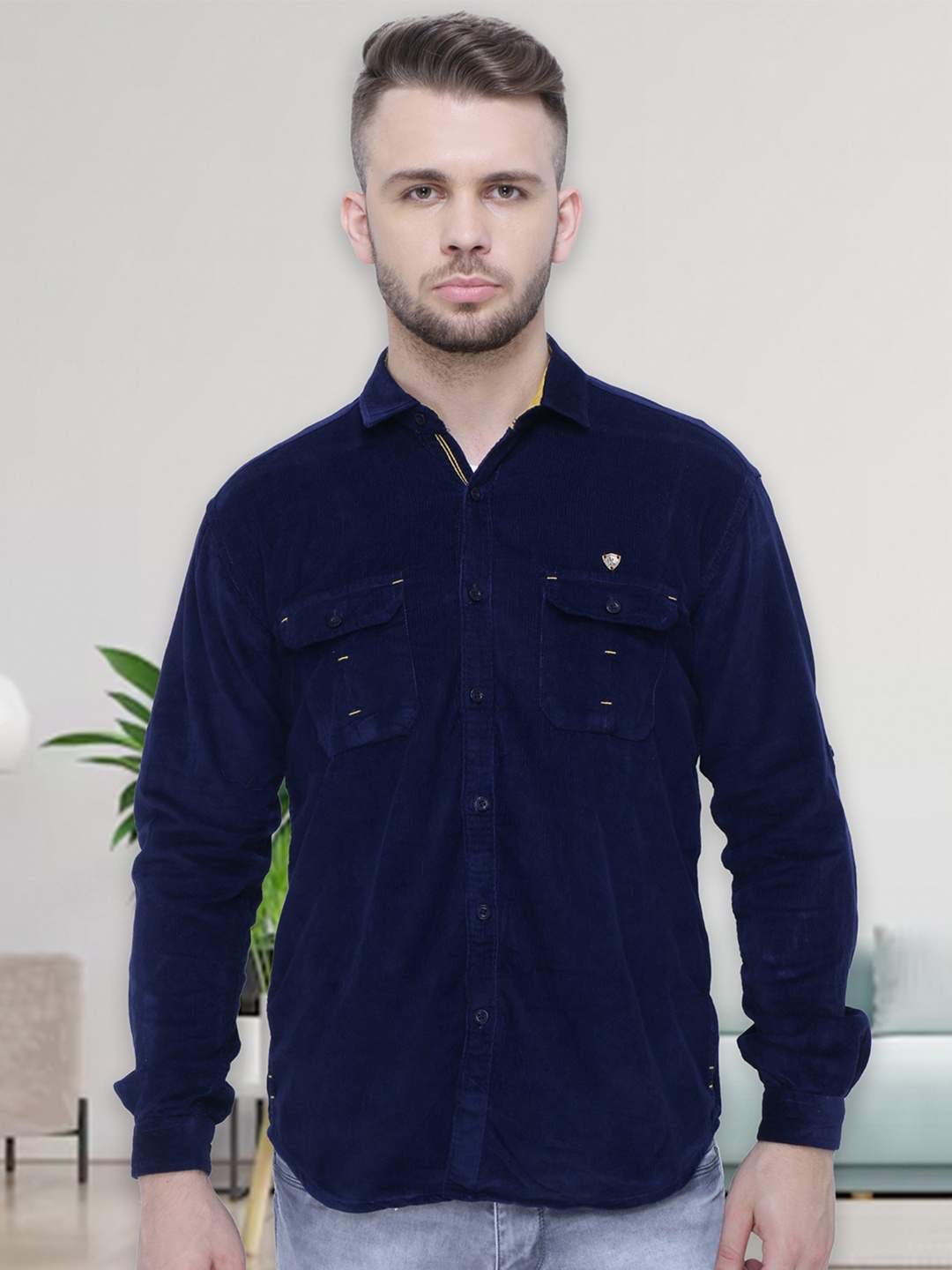 

Kuons Avenue Men Smart Slim Fit Casual Shirt, Navy blue