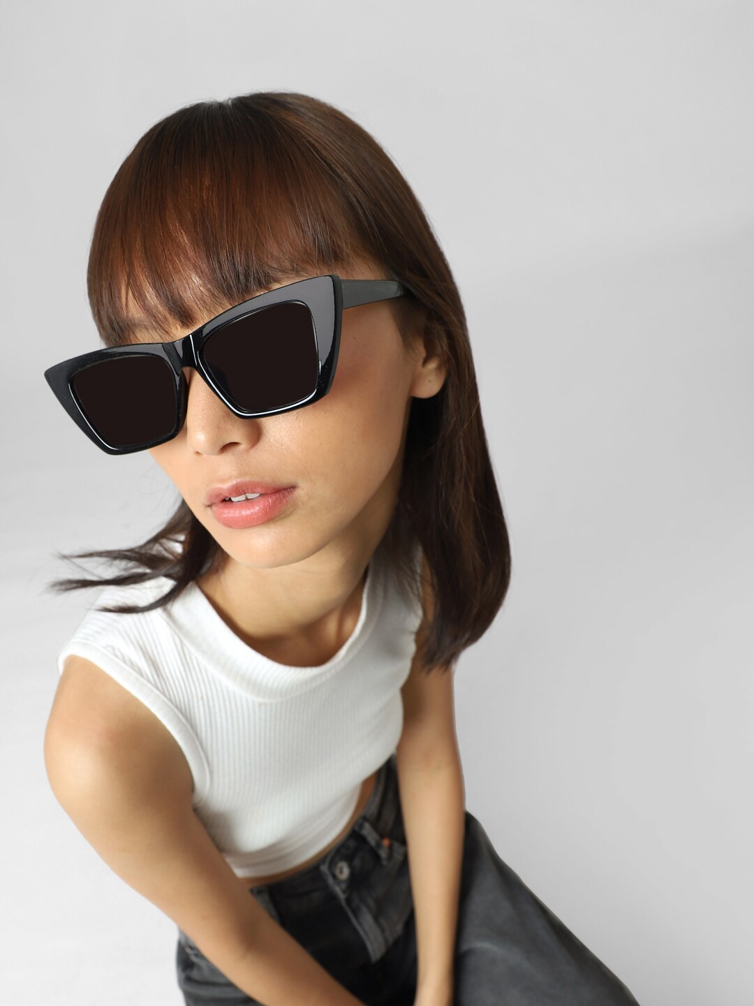 

ONLY Women Cateye Sunglasses with UV Protected Lens, Black