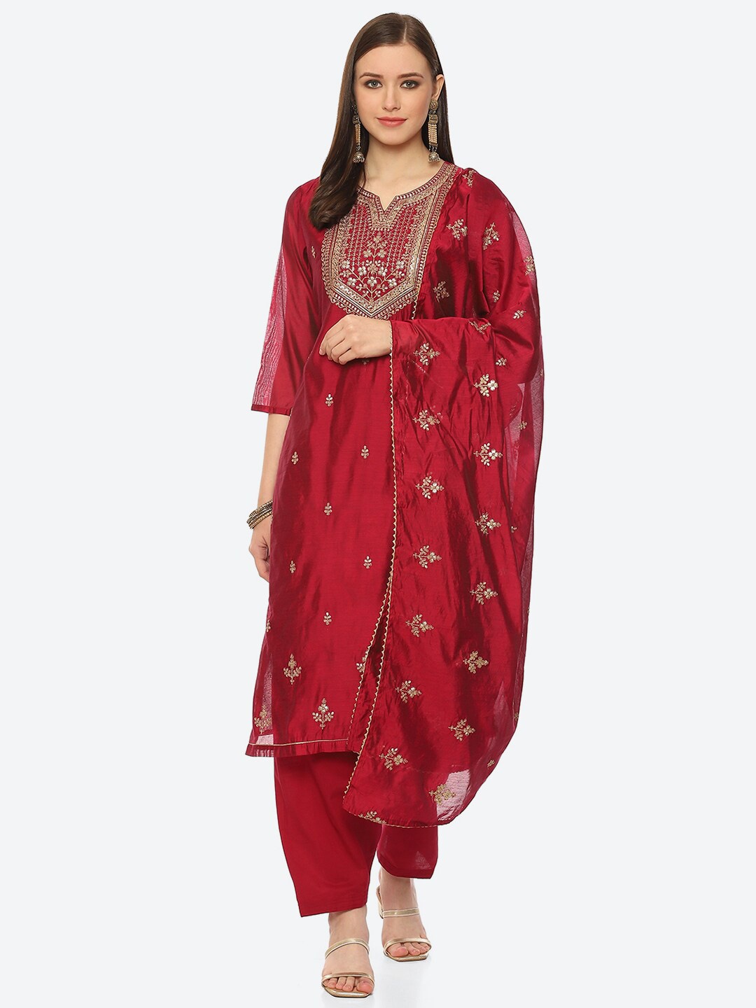 

Biba Embroidered Sequinned Unstitched Dress Material, Pink