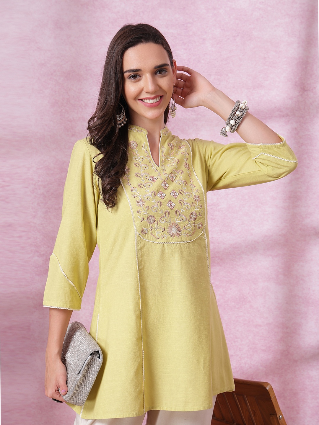 

Nayam By Lakshita Embroidered Kurti, Yellow