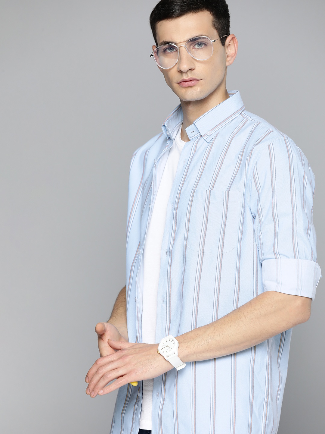 

DENNISON Smart Striped Regular Fit Casual Shirt, Blue