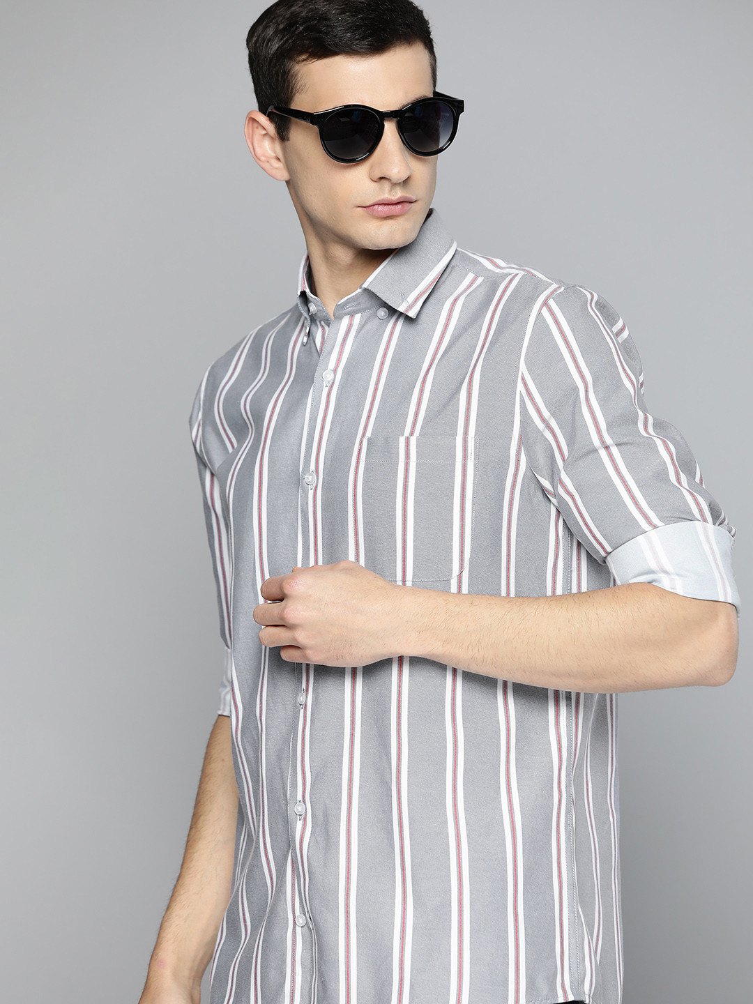 

DENNISON Smart Striped Regular Fit Casual Shirt, Grey