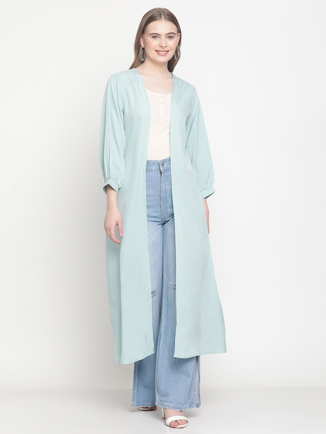 

COASTLAND Women Open Front Longline Shrug, Blue