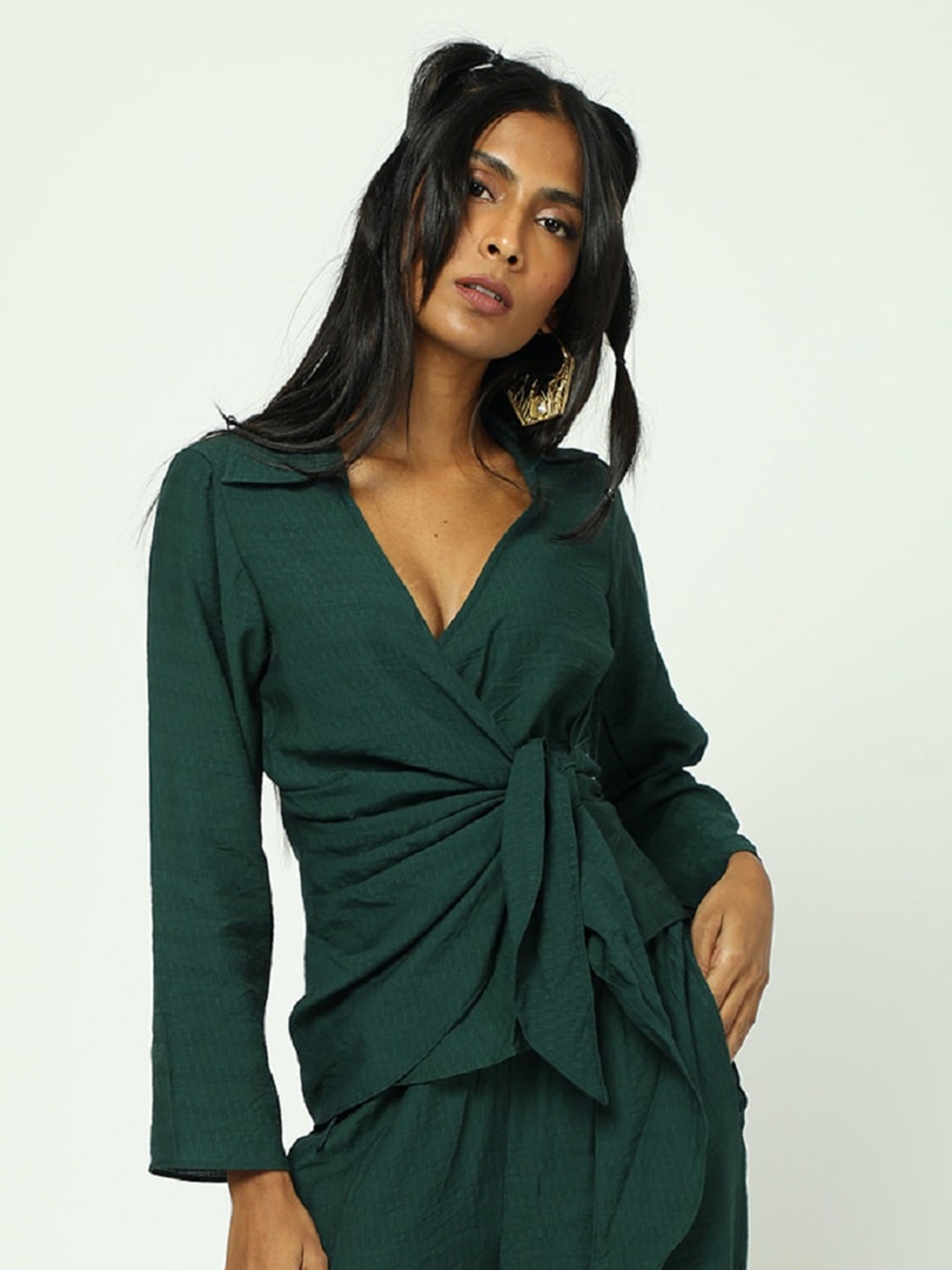 

MISSY V-Neck Wrap Top, Green