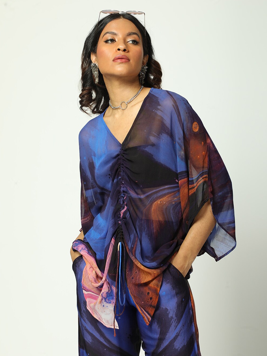 

MISSY Georgette Kaftan Top, Green
