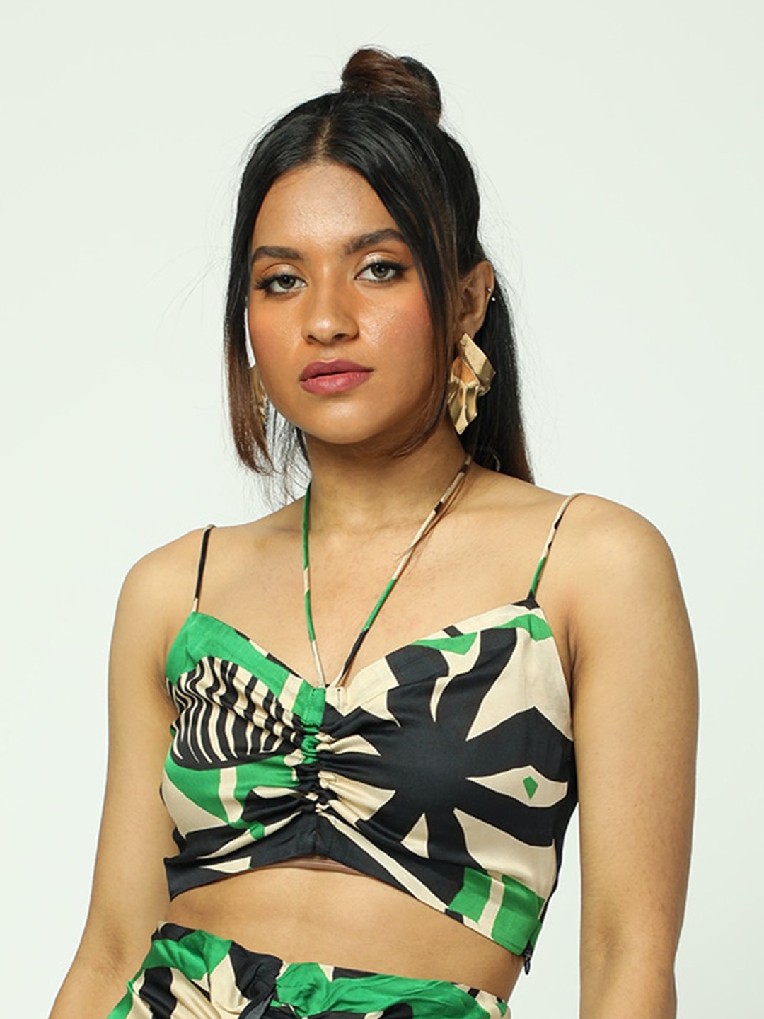 

MISSY Printed Sleveeless Crop Top, Green