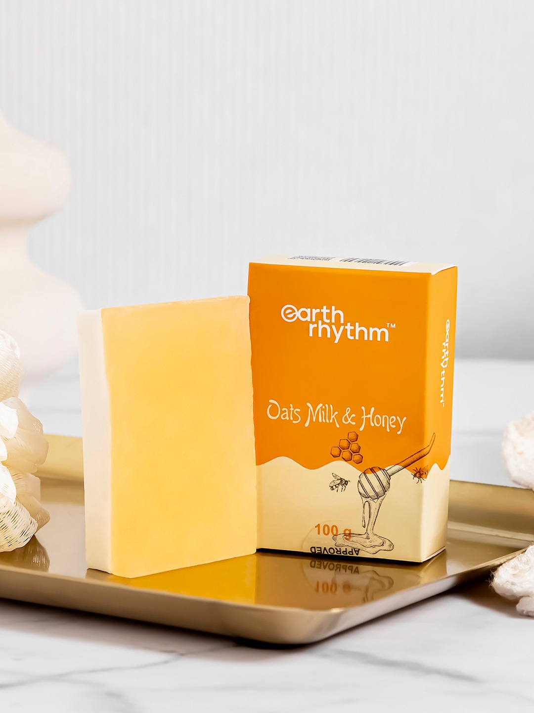 

Earth Rhythm Oats Milk Honey Body Soap - 100 g, Yellow
