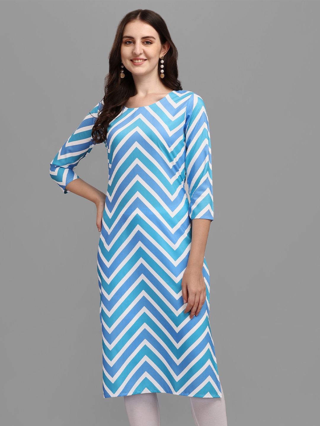 

Vaidehi Fashion Women Geometric Printed Straight Kurta, Blue