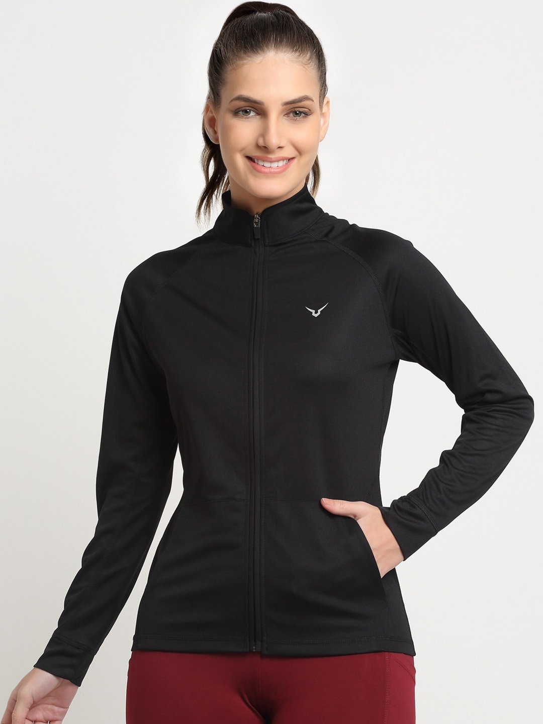 

Invincible Women Lightweight Training or Gym Sporty Jacket, Black