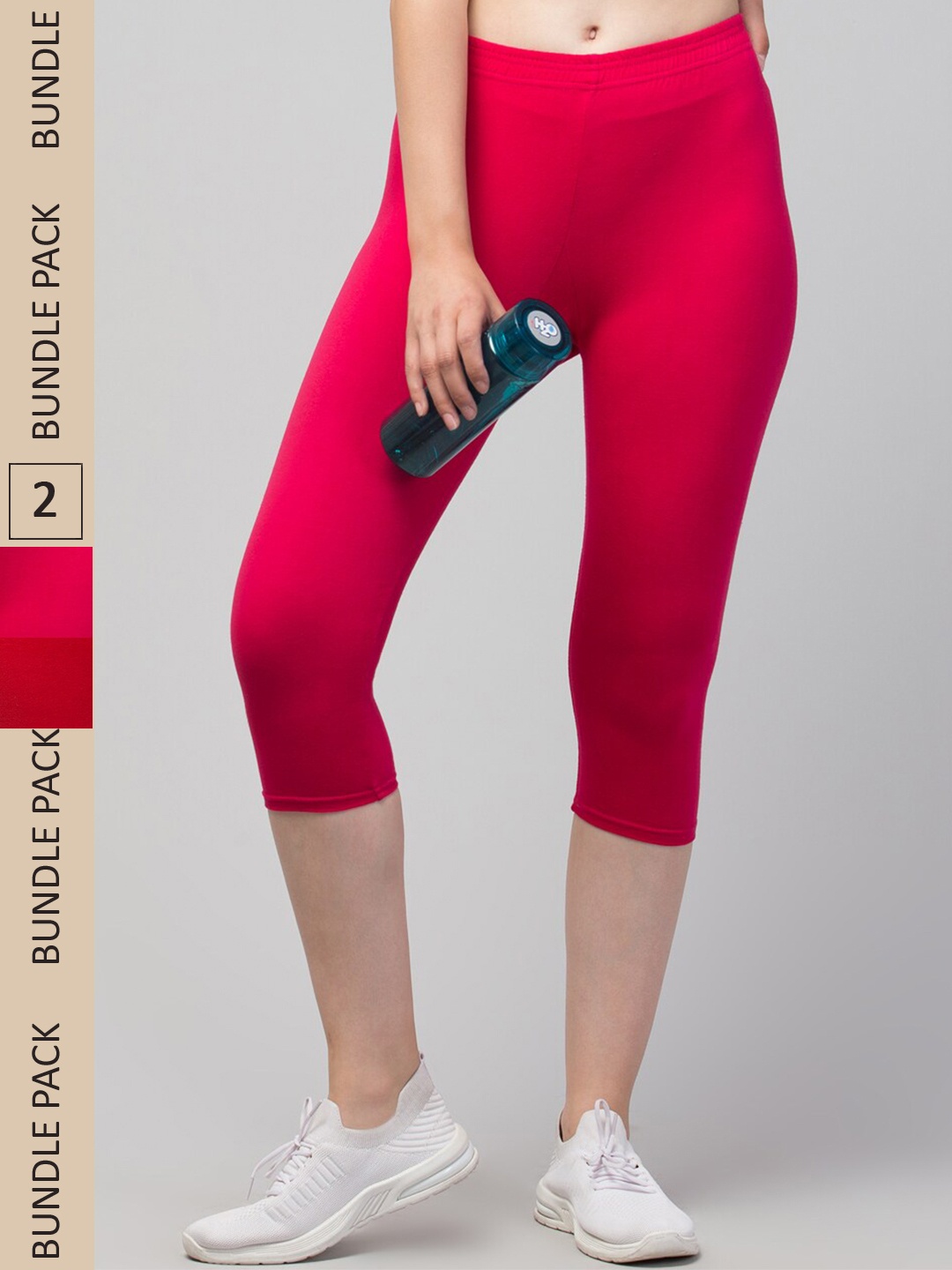 

Apraa & Parma Women Pack Of 2 Cotton Skinny Fit Capris, Red