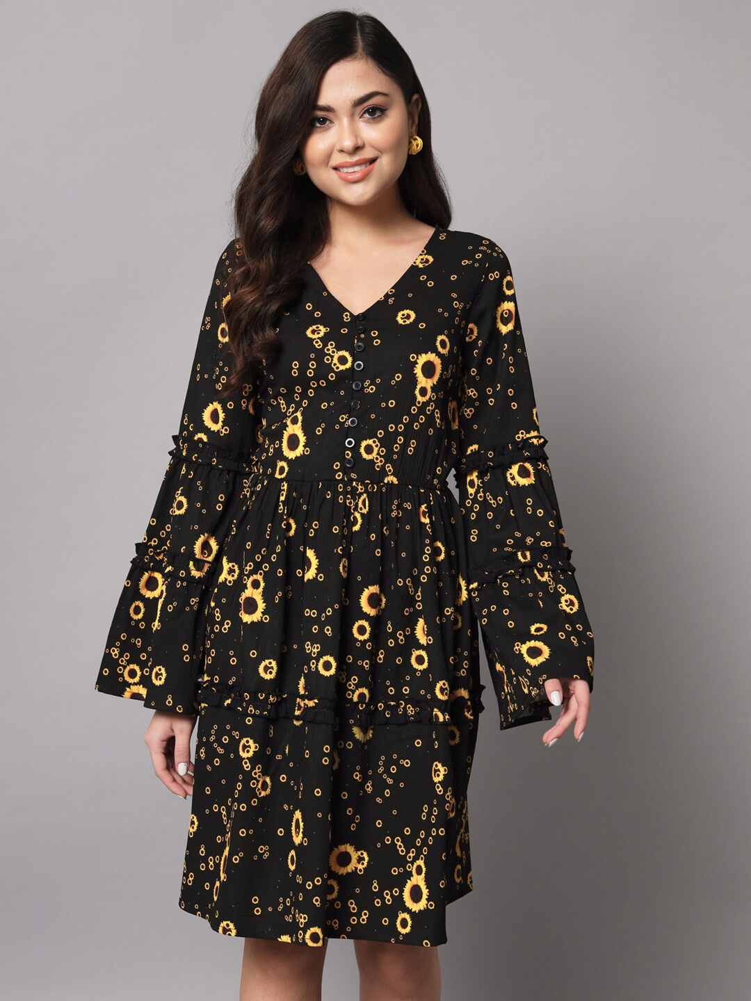 

The Vanca V-Neck Floral Dress, Black