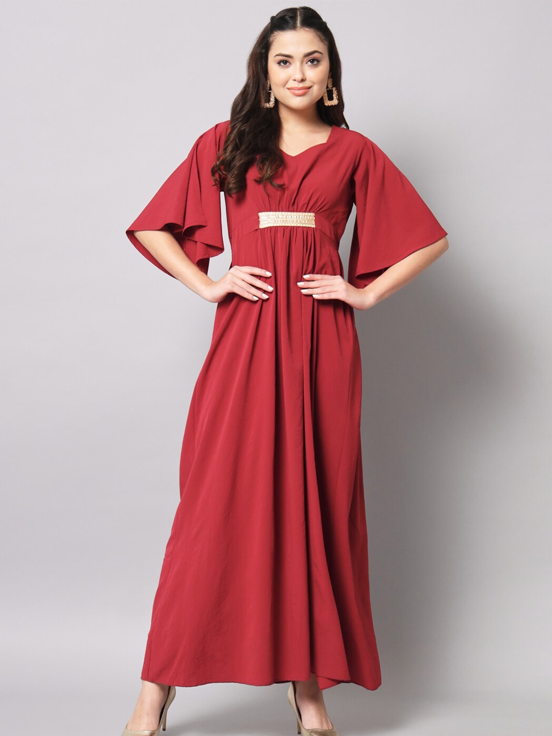 

The Vanca Sweetheart Neck Maxi Dress, Maroon