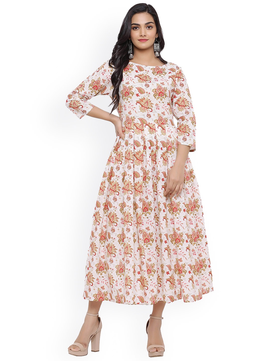 

mirari Women Floral Printed Anarkali Kurta, White