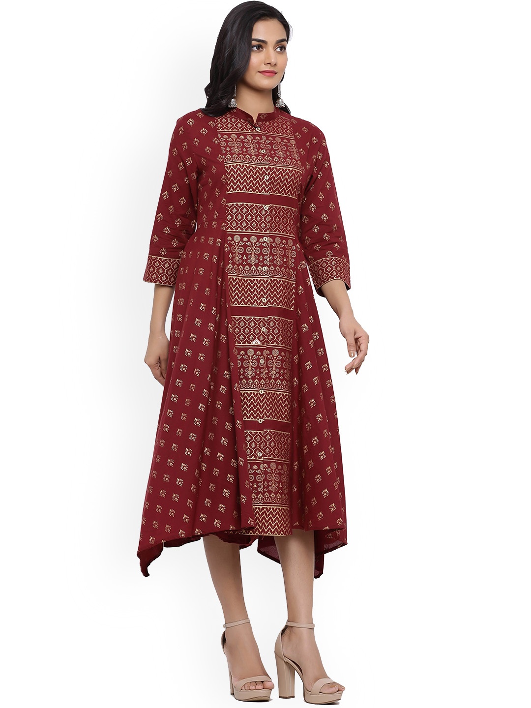

mirari Floral Printed A-Line Dress, Maroon