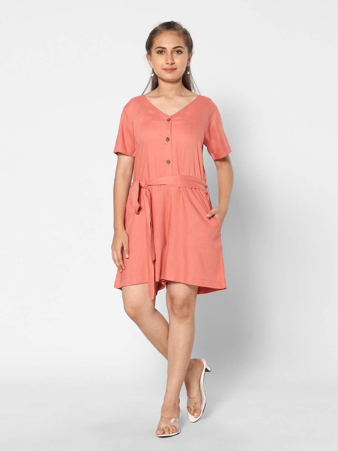 

TeenTrums Girls V-Neck Play Suit, Coral
