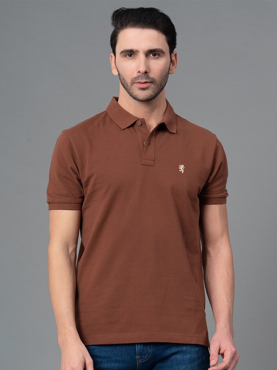 

Red Tape Men Polo Collar Pure Cotton T-shirt, Brown