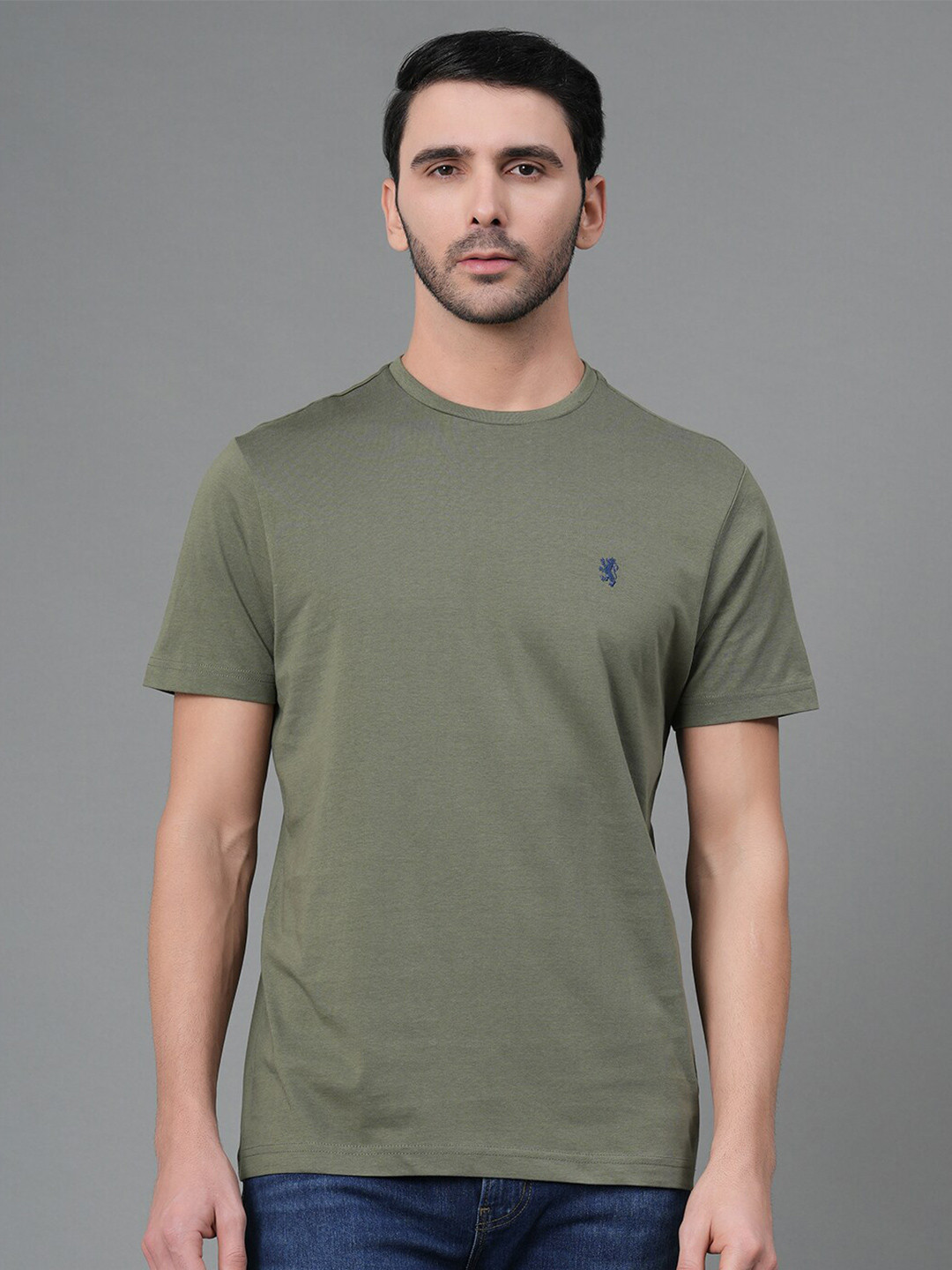 

Red Tape Men Round Neck Pure Cotton T-shirt, Olive