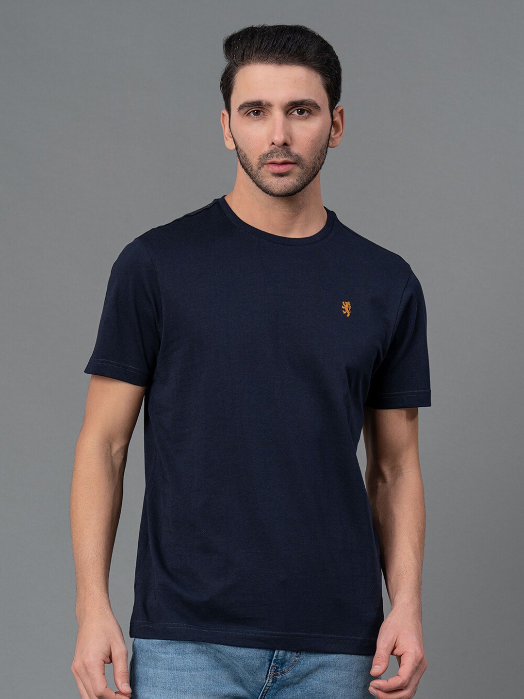 

Red Tape Men Round Neck Pure Cotton T-shirt, Navy blue