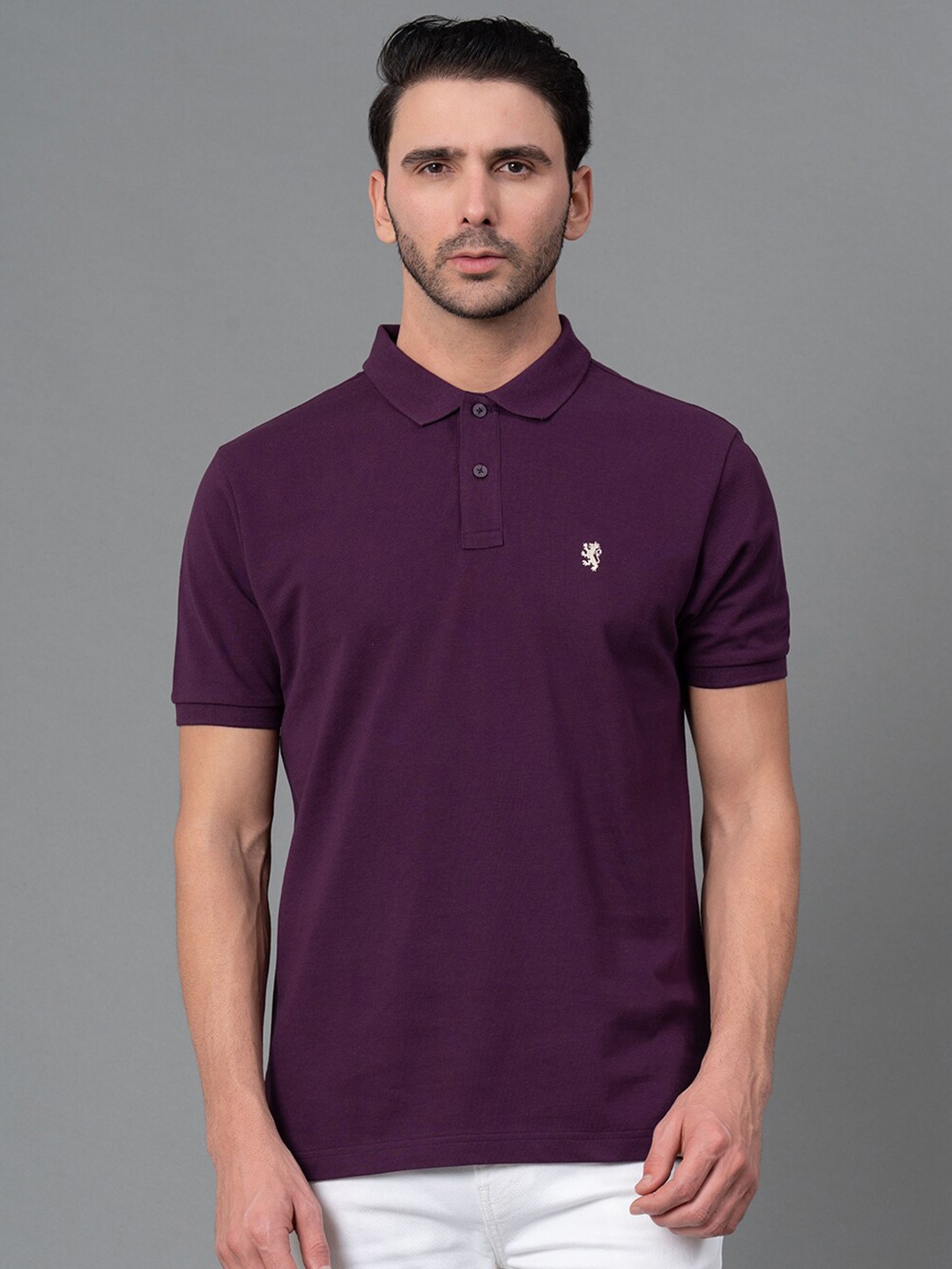

Red Tape Men Polo Collar Pure Cotton T-shirt, Purple
