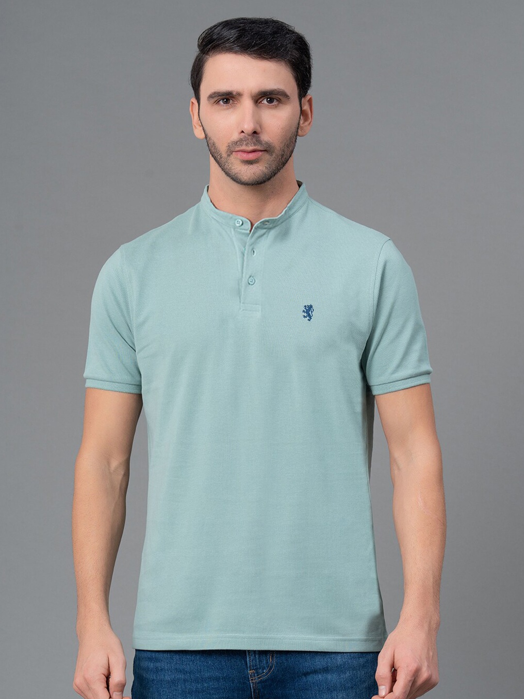 

Red Tape Pure Cotton Henley Neck T-Shirt, Turquoise blue