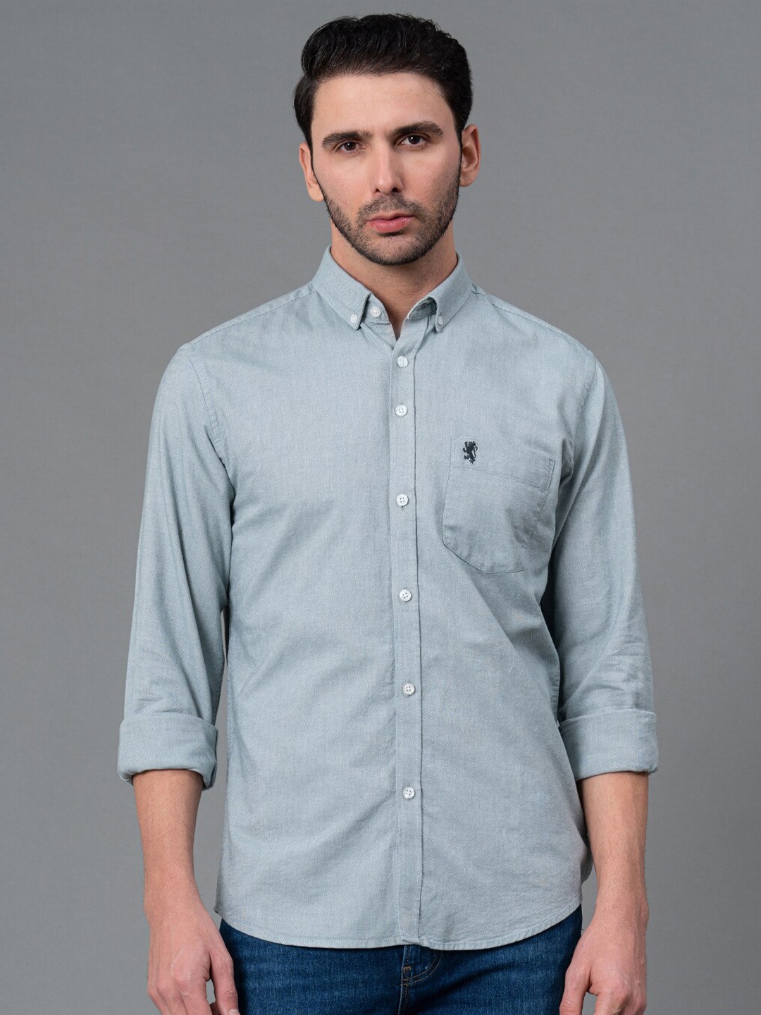 

Red Tape Men Button-Down Collar Casual Cotton Shirt, Blue