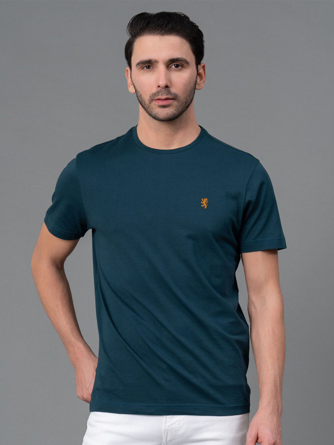 

Red Tape Men Round Neck Pure Cotton T-shirt, Blue