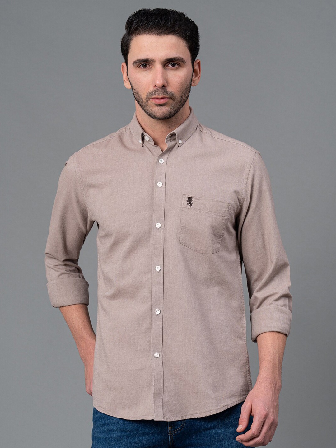 

Red Tape Men Pure Cotton Casual Shirt, Taupe