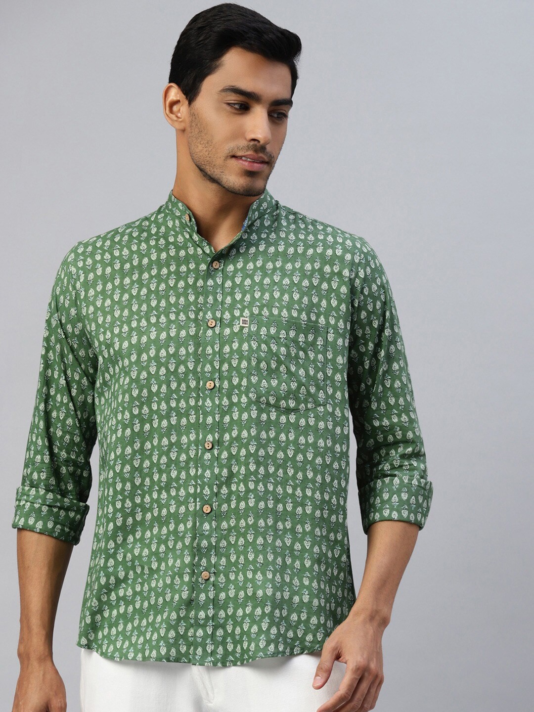 

Readiprint Fashions Men Floral Printed Casual Cotton Shirt, Green