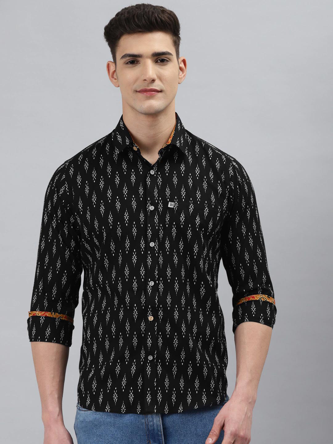 

Readiprint Fashions Men Printed Cotton Casual Shirt, Black